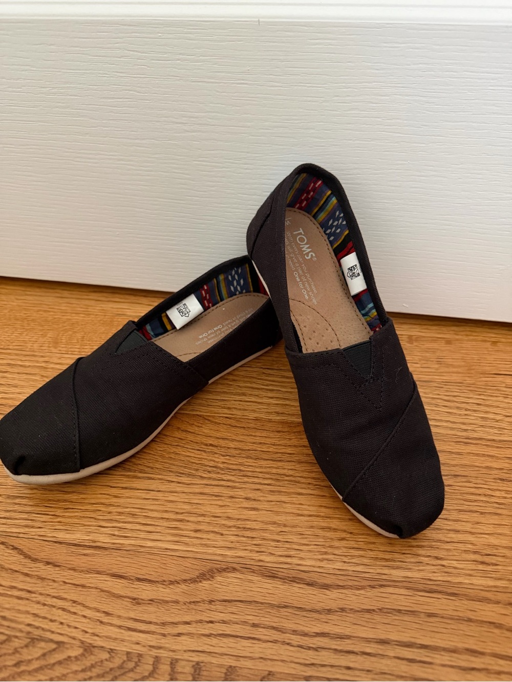 Toms Black Canvas Slip-On Flats for Women